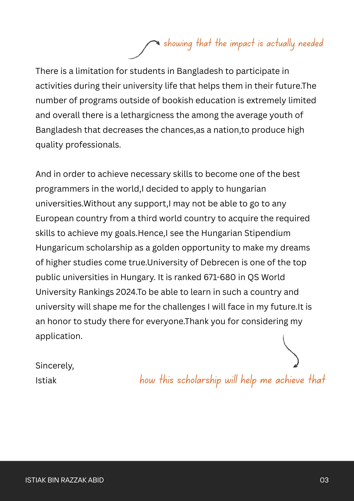 Winning Motivational Letter page 2